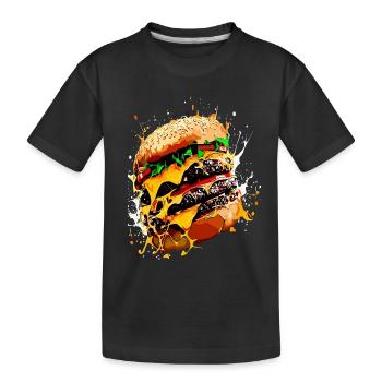 Triple Cheeseburger XXL Burger Art - Kinder Premium Bio T-Shirt - Schwarz - Vorne