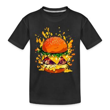 Cheeseburger extravagant avec éclaboussures de fromage - T-shirt bio Premium Enfant - noir - Devant