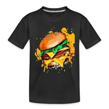Burger au fromage supplémentaire Cheeseburge - T-shirt bio Premium Enfant - noir - Devant