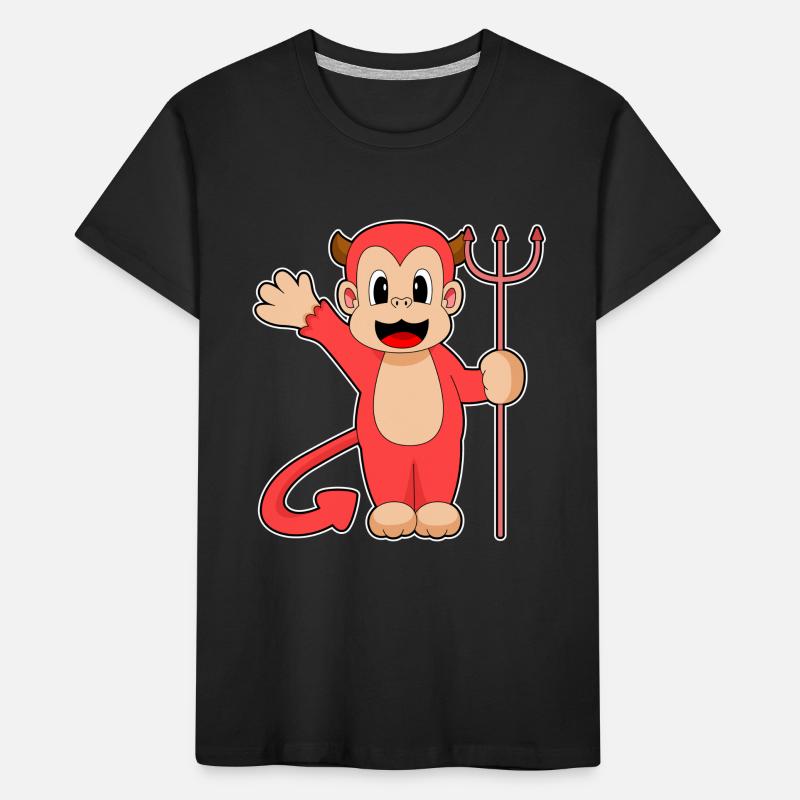 Monkey Halloween Devil Trident Kids' Premium Organic T-Shirt