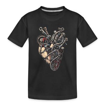 Mechaniker Maschinen Herz - Kinder Premium Bio T-Shirt - Schwarz - Vorne