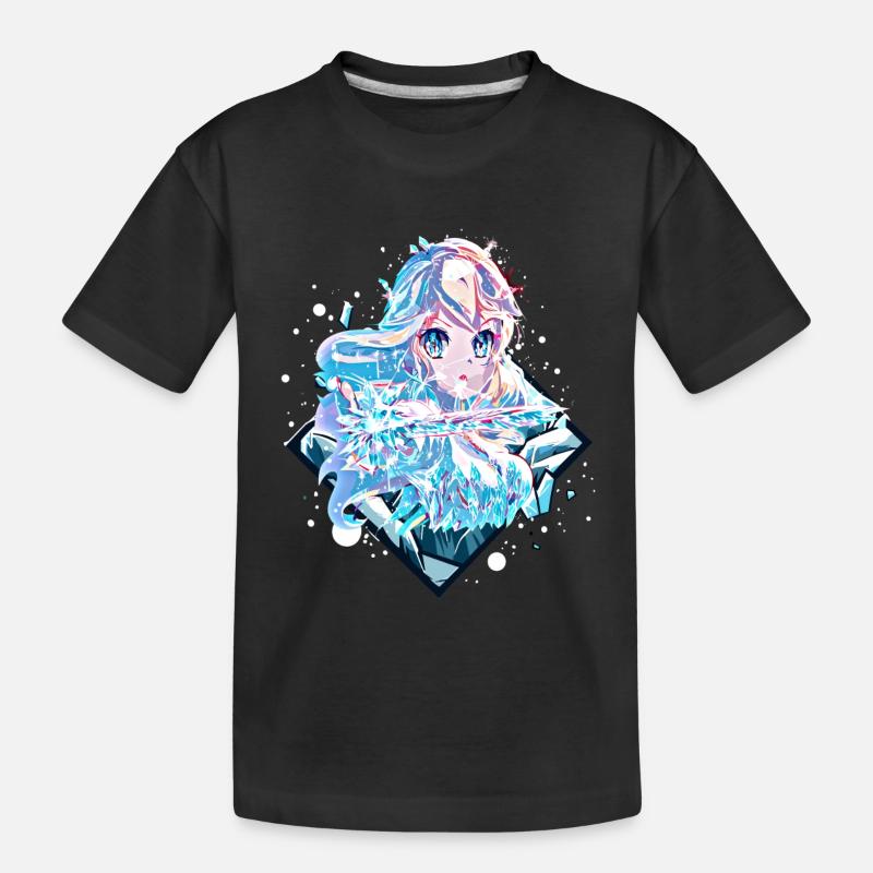 Anime Eisprinzessin - Kinder Premium Bio T-Shirt - Schwarz