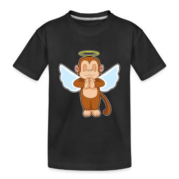 Monkey Angel Wings - Kids' Premium Organic T-Shirt - black - Front