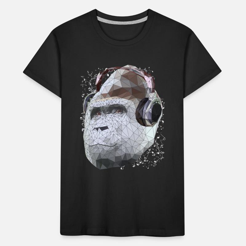 Gorilla mit Kopfhörern Low Poly Pop Art Kunst Kinder Premium Bio T-Shirt