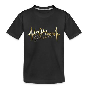 Augsburg Skyline Heartbeat Fan I Love Augsburger - Kids' Premium Organic T-Shirt - black - Front