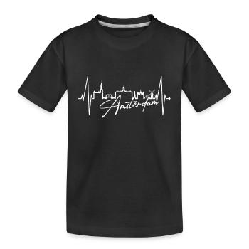 Amsterdam Skyline Netherlands Heartbeat Holland - Kids' Premium Organic T-Shirt - black - Front
