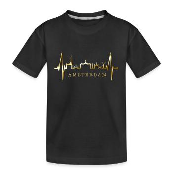 Amsterdam Skyline Netherlands Heartbeat Holland - Kids' Premium Organic T-Shirt - black - Front