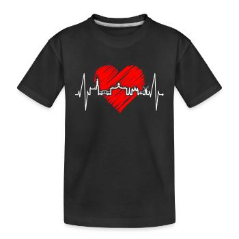 Amsterdam Skyline Netherlands Heartbeat Holland - Kids' Premium Organic T-Shirt - black - Front