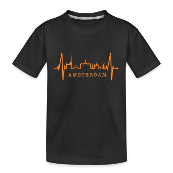 Amsterdam Skyline Niederlande Herzschlag Holland - Kinder Premium Bio T-Shirt - Schwarz - Vorne