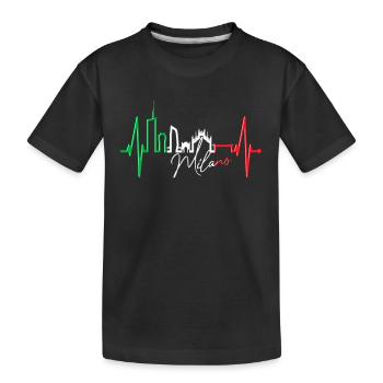 Milan Skyline Italy Heartbeat Fan Love Milano - Kids' Premium Organic T-Shirt - black - Front