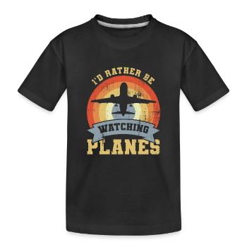 Regarder les avions - T-shirt bio Premium Enfant - noir - Devant