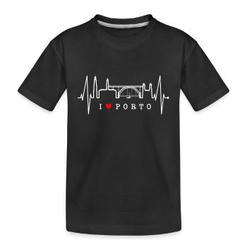Porto Skyline Herzschlag Portugal Herz Love Porto - Kinder Premium Bio T-Shirt - Schwarz - Vorne