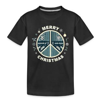 Ugly Christmas Friedenszeichen Strickmuster - Kinder Premium Bio T-Shirt - Schwarz - Vorne