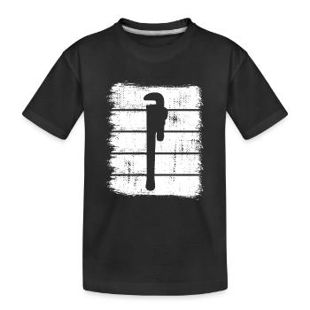 Water Pipe Wrench Sketch - Kids' Premium Organic T-Shirt - black - Front