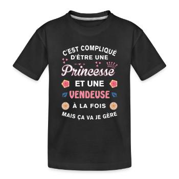 Cadeau Humoristique Vendeuse Princesse - T-shirt bio Premium Enfant - noir - Devant