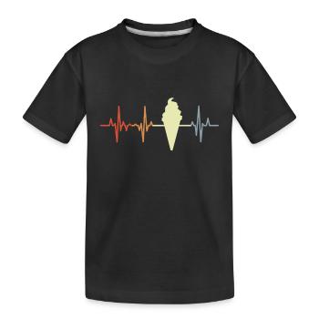 Cornet de crème glacée palpitations coeur look vintage - T-shirt bio Premium Enfant - noir - Devant