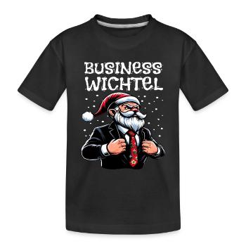 Business Wichtel Weihnachts Gnome - Kinder Premium Bio T-Shirt - Schwarz - Vorne