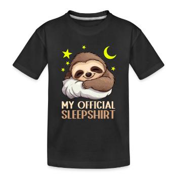Mode veille : paresseux câlin avec oreiller - T-shirt bio Premium Enfant - noir - Devant