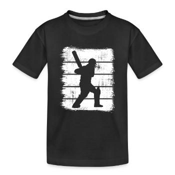 Cricket Schlagmann - Kinder Premium Bio T-Shirt - Schwarz - Vorne