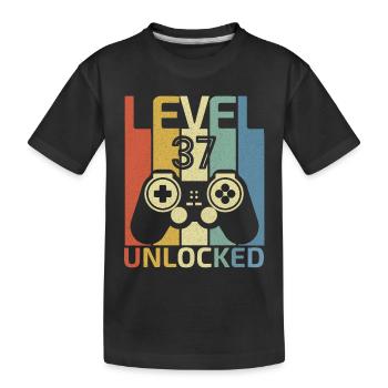 Level 37 freigeschaltet Lustiger Videospieler 37. Geburtstag - Kinder Premium Bio T-Shirt - Schwarz - Vorne