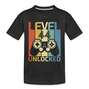 Level 44 freigeschaltet Lustiger Videospieler 44. Geburtstag - Kinder Premium Bio T-Shirt - Schwarz - Vorne