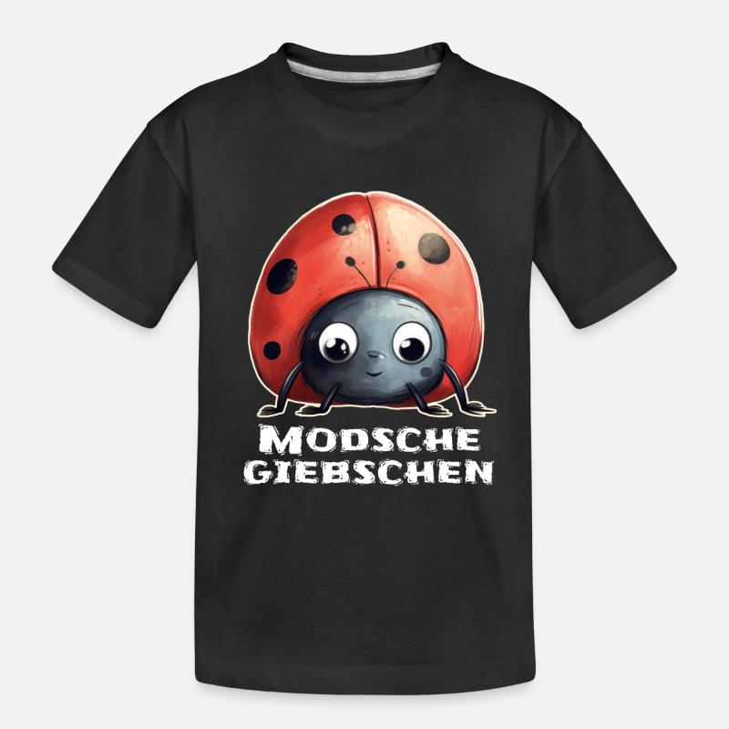 Modschegiebchen Marienkäfer Sächsisch Geschenk - Kinder Premium Bio T-Shirt - Schwarz