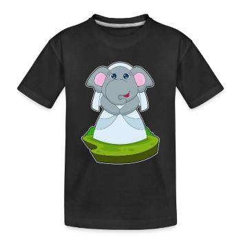 Elefant Braut Schleier Hochzeit - Kinder Premium Bio T-Shirt - Schwarz - Vorne
