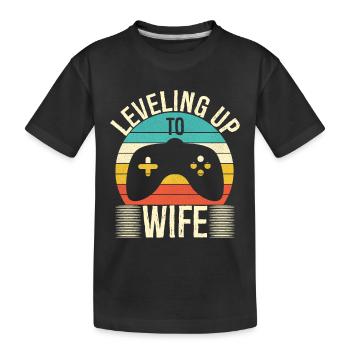 Wife Gamer Leveling Up To Wife - Kids' Premium Organic T-Shirt - black - Front