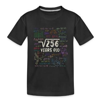 Wurzel aus 256 = 16. Geburtstag - Geschenk - Kinder Premium Bio T-Shirt - Schwarz - Vorne
