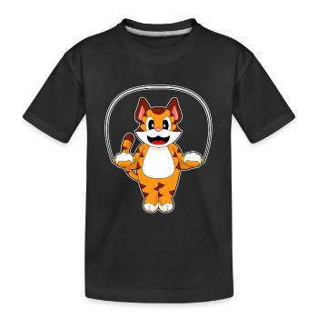 Tiger Seilspringen Springseil Fitness - Kinder Premium Bio T-Shirt - Schwarz - Vorne