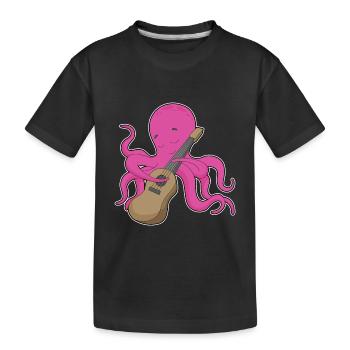 Krake Musiker Gitarre Musik - Kinder Premium Bio T-Shirt - Schwarz - Vorne