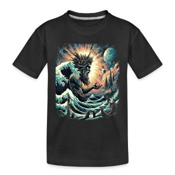 La Grande Vague de Poséidon au large de Kanagawa - T-shirt bio Premium Enfant - noir - Devant