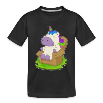 Einhorn Sessel - Kinder Premium Bio T-Shirt - Schwarz - Vorne