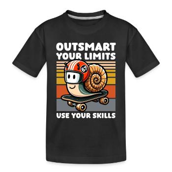 Skate-Schnecke – Skills statt Limits - Kinder Premium Bio T-Shirt - Schwarz - Vorne