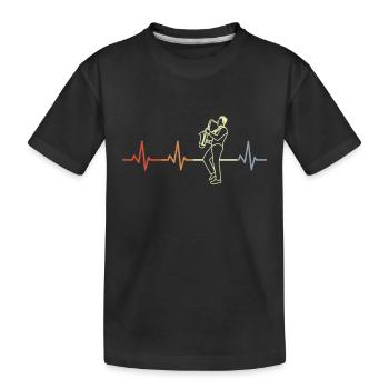 Saxophonist Herzlinie EKG - Kinder Premium Bio T-Shirt - Schwarz - Vorne