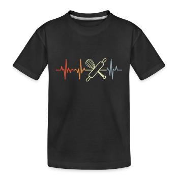 Nudelrolle Herzlinie - Kinder Premium Bio T-Shirt - Schwarz - Vorne