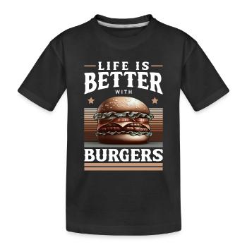 Burgers et motif de joie de vivre - T-shirt bio Premium Enfant - noir - Devant