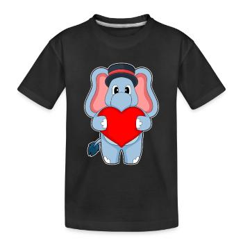 Elefant Bräutigam Herz Hochzeit - Kinder Premium Bio T-Shirt - Schwarz - Vorne