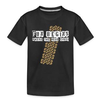 LE PLAISIR COMMENCE - LÀ OÙ LA ROUTE SE TERMINE ! Profil du pneu AT - T-shirt bio Premium Enfant - noir - Devant
