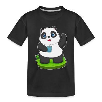 Panda Saft - Kinder Premium Bio T-Shirt - Schwarz - Vorne