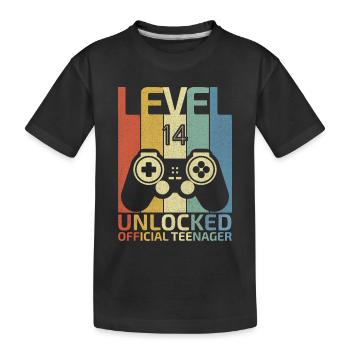 Level 14 Offizieller Teenager freigeschaltet - Kinder Premium Bio T-Shirt - Schwarz - Vorne