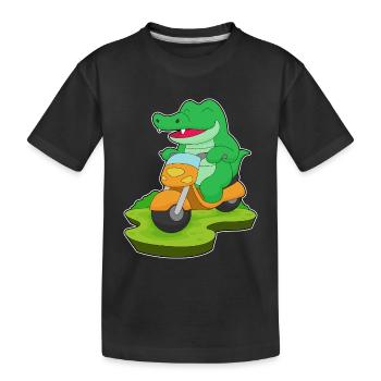 Krokodil Motorroller - Kinder Premium Bio T-Shirt - Schwarz - Vorne
