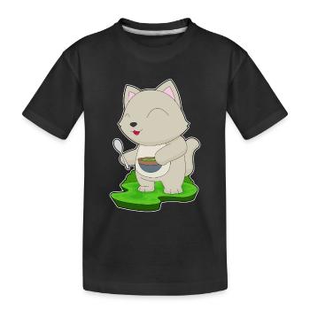 Cat Cooking Bowl Cooking - Kids' Premium Organic T-Shirt - black - Front