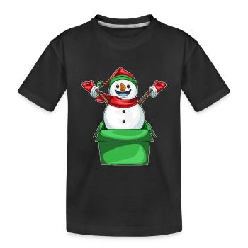 Schneemann Weihnachten Karton - Kinder Premium Bio T-Shirt - Schwarz - Vorne