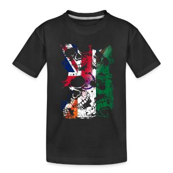 UK India Flagge und Totenköpfe - Kinder Premium Bio T-Shirt - Schwarz - Vorne