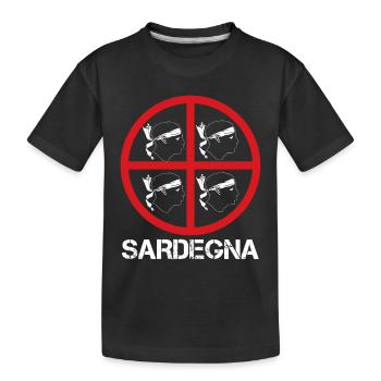 Flag of Sardinia with Moorish heads - Kids' Premium Organic T-Shirt - black - Front