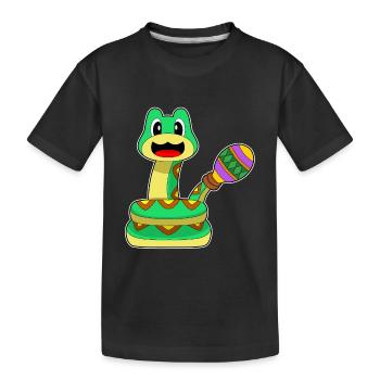 Schlange Musiker Rassel Musik - Kinder Premium Bio T-Shirt - Schwarz - Vorne