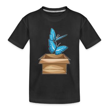 Schmetterling Karton - Kinder Premium Bio T-Shirt - Schwarz - Vorne