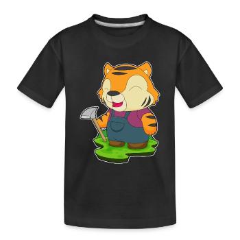 Mineur de tigre Exploitation minière à la pioche - T-shirt bio Premium Enfant - noir - Devant