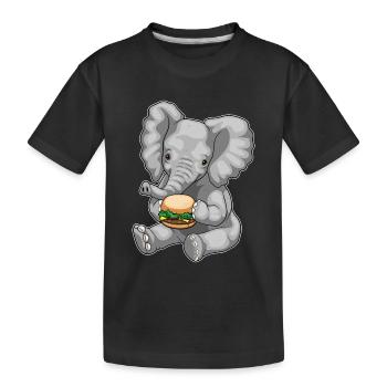 Elefant Cheeseburger - Kinder Premium Bio T-Shirt - Schwarz - Vorne